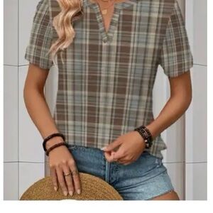Casual Plaid Button Down Shirt for Women